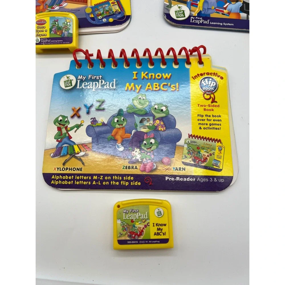 VTG LeapFrog My First LeapPad Backpack Case Kids Lot 3 Books and Cartridges Y2K